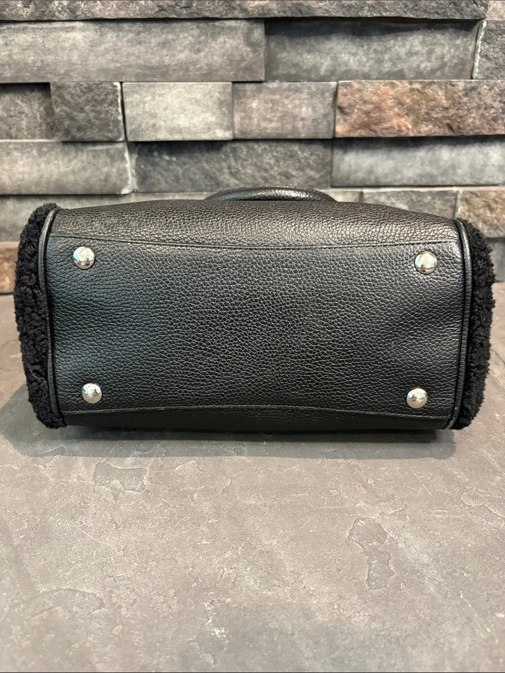 Coach Mini Bennet Black Leather Satchel with Shearling Sides - G1593-F36689